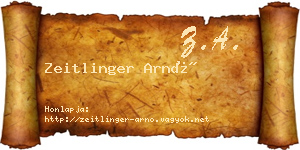 Zeitlinger Arnó névjegykártya